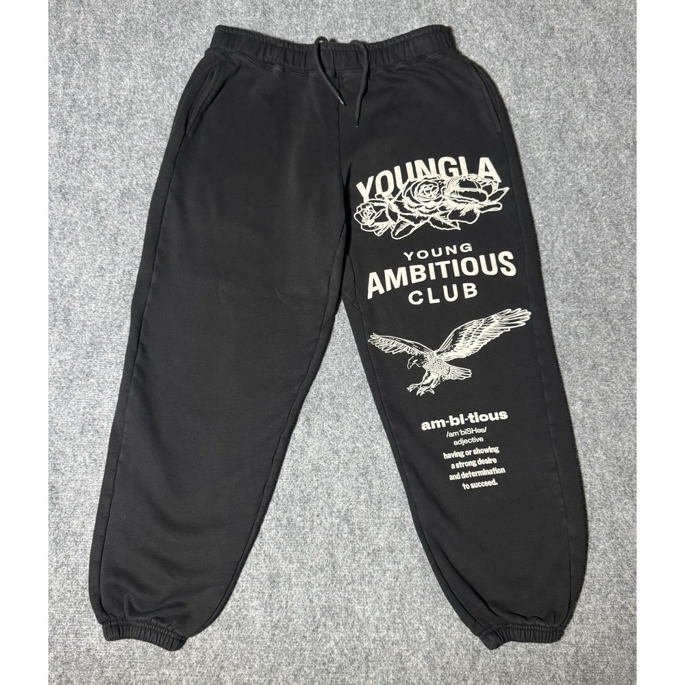 Darc Sport YoungLA Sweatpants Men L Black Joggers Cuffed Gym 410/1000 Ambitious